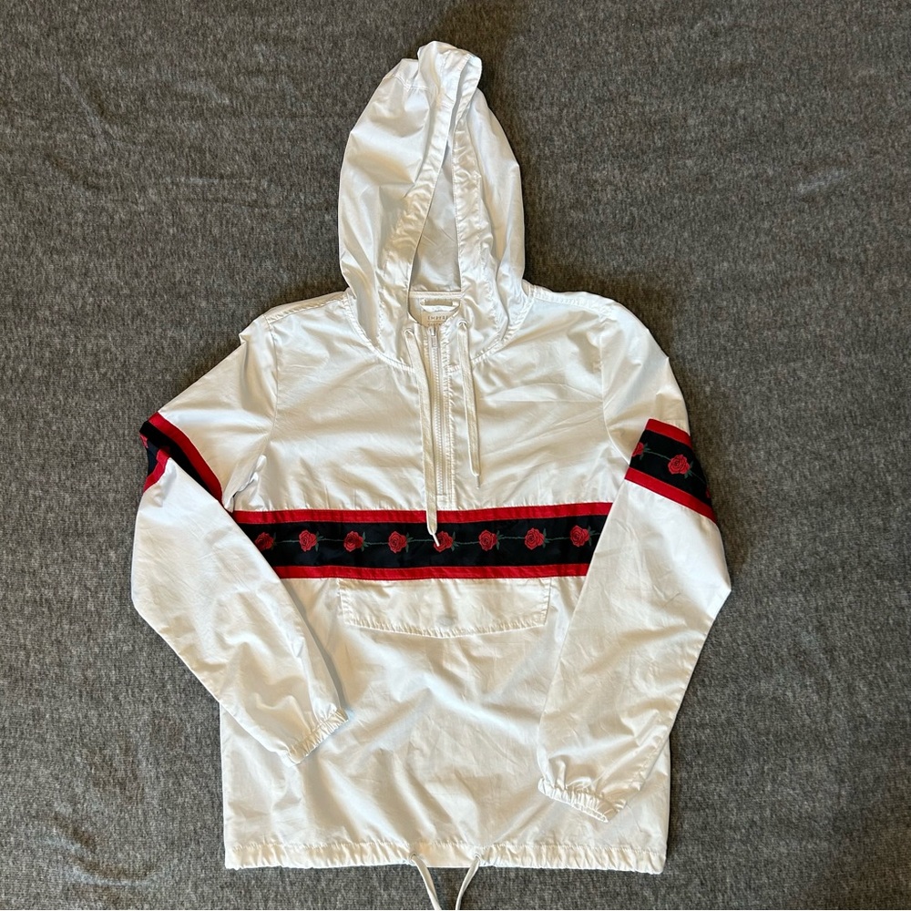 Empyre Women's Shaylyn Anorak Windbreaker Jacket White with Roses Size Small